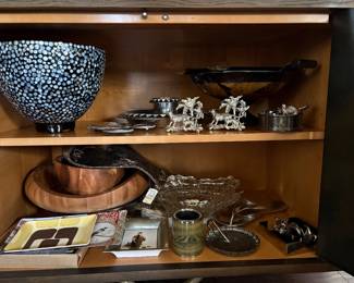 Decorative Objects, Serving Pieces & Home Accessories  An eclectic selection of decorative and entertaining pieces, including sculptural bowls, wood serving bowls, glass and metal pieces, trays, coasters, tabletop accessories and other distinctive home décor.  A mix of contemporary, global-inspired and decorative styles, with many unique pieces available throughout the sale.  Items shown are available individually unless otherwise noted.
