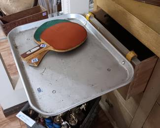 Carhop Car Tray & vintage paddles and trophies