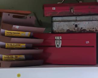 Lots of tool boxes & organizers & totes