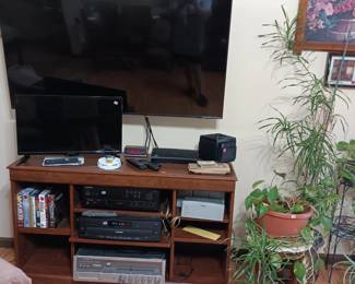 Plants & 55" Smart TV Vintage stereo equipment turntable doesnt work