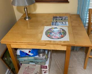 Very sturdy Wooden Table with extra leaf