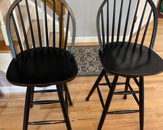 (2) Black Wooden Barstools