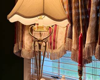 Hollywood Regency Brass & Glass Table Lamp