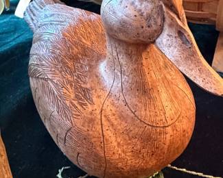 Vintage Wood Carved Duck