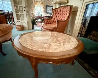 Marble inlay coffee table