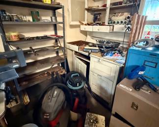 Shop vac, edger and a cool blue file cabinet!