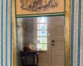 Classic trumeau mirror with decorative upper panel