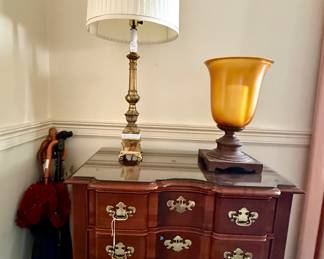 Queen Anne style mahogany lowboy with cabriole legs