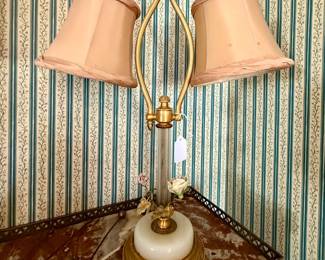 Pretty Hollywood Regency double-arm gooseneck lamp
