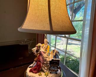 19th century Dresden porcelain style lamp