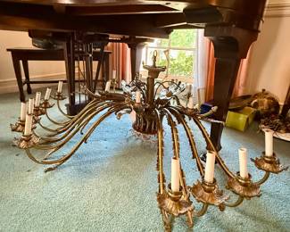 Antique brass multi-arm chandelier