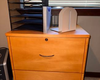 Wood Filing Cabinet/Misc. office organizing etc.