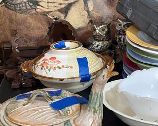 Italian Majolica Tureen and Tekai Japanese Donabe