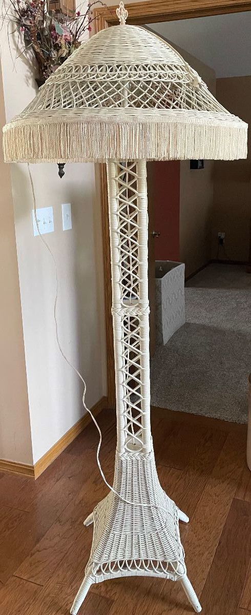 Pre 1920’s Eiffel Tower style wicker floor lamp