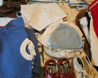 vintage child clothes, shoes, sweaters, etc
