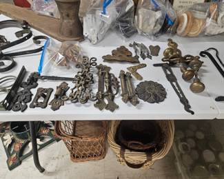 hinges, pulls, accent brass and iron