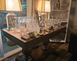 Antique Library Table with barware