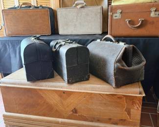 Vintage luggage + wooden trunk