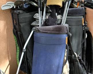 Vintage golf club sets with bags, including Ping, Callaway, Thistle