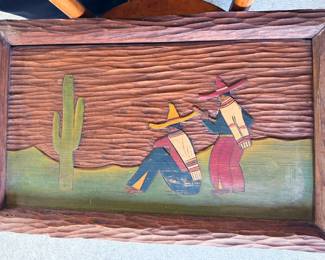 Carved wooden Mexican tray