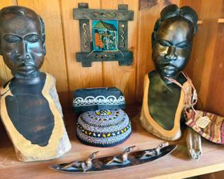 Kenyan wood carved busts
