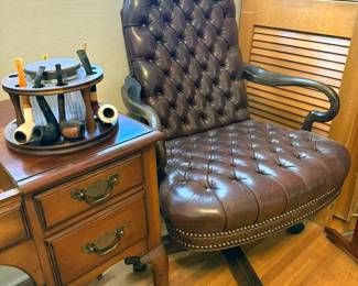 Ethan Allen high-back leather desk chair