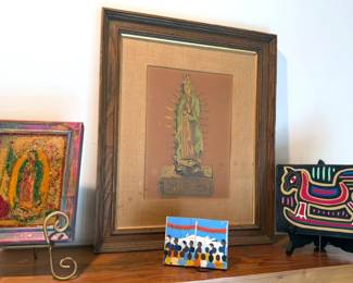 Religious artwork + Panamanian mola