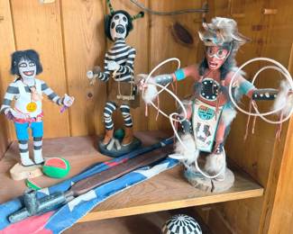 Hopi kachinas + ceremonial peace pipe