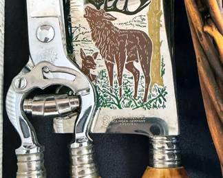 Solingen Rostfrei vintage stag shears + butcher's knife