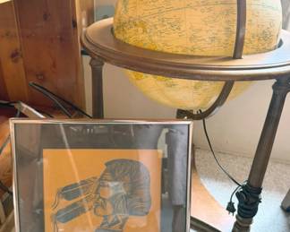 Wall art + illuminated globe
