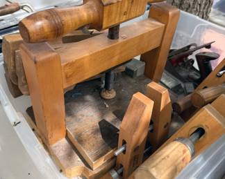 Wooden printing press, clamps
