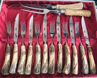 Solingen Rostfrei vintage stag cutlery set