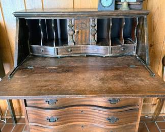 Vintage Mahogany serpentine-style secretary desk