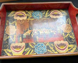 Painted wooden tray