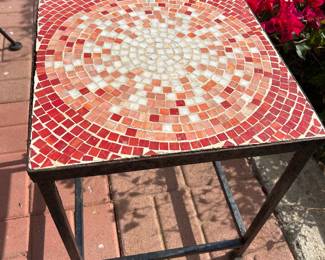 Tile top metal patio side table 
