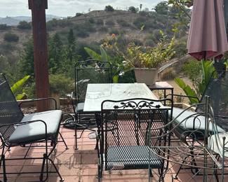 Wrought iron black patio table