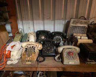 Vintage Telephones (plus many antique oak wall-mount)