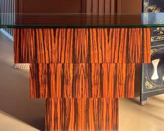 Exotic wood console table 