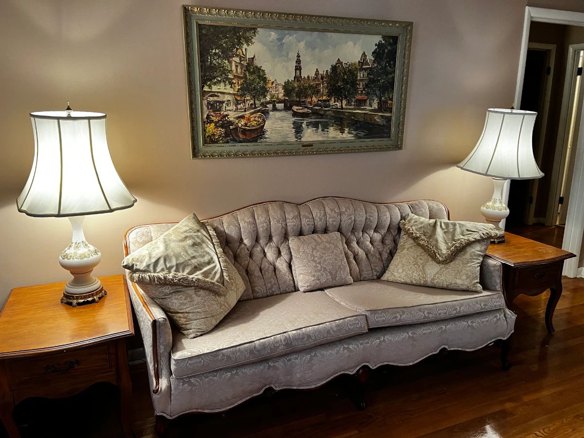 #1 Parlor Button Back Sofa w/wood Claw Feet - 75" Long $75.00