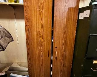#268 Laminate utility Cabinet w/2 doors 30x16x72 w/ 7 adjustable Shelves and 1 extra doesn’t move $75.00