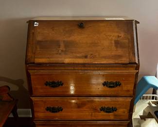 #81 Maple Wood Secretary w/drop-down Front w/3 drawers (as is finish on top) - 30Wx17-28x40T $75.00
