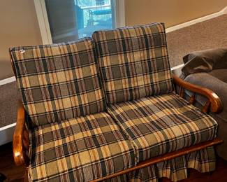 #124 Plaid Removable Cushions w/wood frame Sofa - You Move - Heavy $50.00