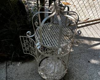 #42 White Painted Metal Bird Cage - 30" Tall $35.00