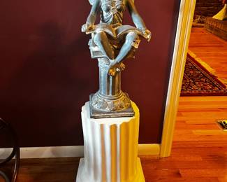 #116 Plaster Round Base w/Fairy reading a book - 2 pieces - Pedestal 18" tall - Fairy - 21" $40.00