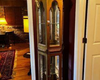 #119 Antique Gold Display Cabinet w/2 glass doors and 3 glass shelves - lighted - 24wx11D 71T $65.00