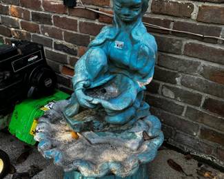 #18 Asian 2 pc Concrete Fountain - semi-painted - Heavy you move (has chip) - 19x19x38 $45.00
