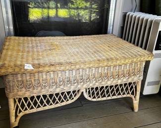 #192 Real Wicker Coffee Table (as is discoloration) - 35x22x18 $30.00