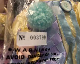 #131 Pair of vintage 90's Precious Moments dolls - Buttons and Cotton Candy - 13" - sold as a pair $50.00