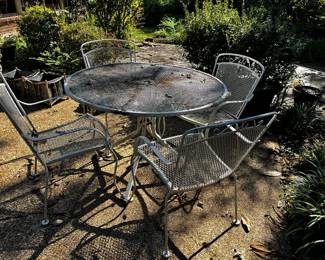 #10 White Painted Wrought Iron Patio Table w/4 chairs - 42x28 $100.00
