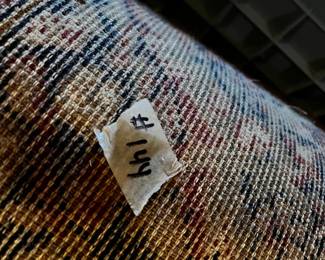 #144 Machine made rug 6x9, Sears Rust, Sage and Navy w waffle pad $80.00